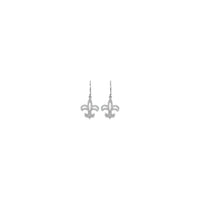 Diamond Fleur-de-lis Dangling Earrings white (14K) front - Popular Jewelry - New York