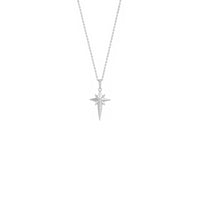 Diamond Incrusted Celestial Cross Necklace white (14K) front - Popular Jewelry - New York