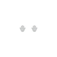 Diamond Mini Hamsa Stud Earrings white (14K) front - Popular Jewelry - New York