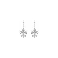 Fleur-de-lis Dangling Earrings white (14K) front - Popular Jewelry - New York