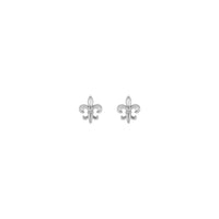 Fleur-de-lis Stud Earrings white (14K) front - Popular Jewelry - New York