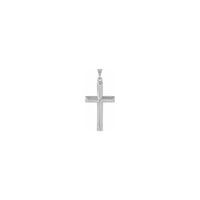 Grooved Flat Cross Pendant white (14K) front - Popular Jewelry - New York