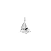 Ribbed Catamaran Sailing Boat Pendant (Silver) back - Popular Jewelry - New York