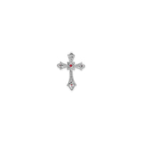 Round Ruby and Diamond Fleur De Lis Cross Pendant (14K) back - Popular Jewelry - New York
