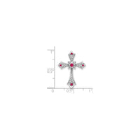 Round Ruby and Diamond Fleur De Lis Cross Pendant (14K) scale - Popular Jewelry - New York