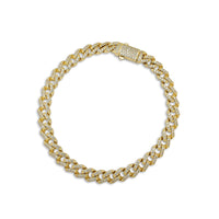 Iced-Out Monaco Cuban CZ Bracelet (14K).