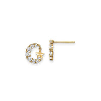 Bejeweled Crescent Moon and Dangling Star Stud Earrings (14K) main - Popular Jewelry - New York