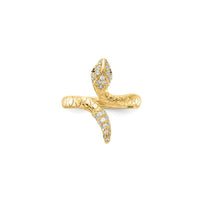 Bejeweled Rattlesnake Ring (Silver) front - Popular Jewelry - New York