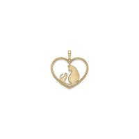 Cat and Kitten Heart Frame Pendant (14K) back - Popular Jewelry - New York