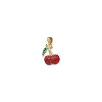 Cherry Duo Fruit 3D Enameled Pendant (14K) diagonal - Popular Jewelry - New York