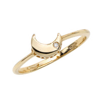 Crescent Moon Diamond Incrusted Stackable Ring (14K) main - Popular Jewelry - New York