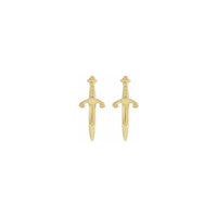 Dagger Stud Earrings yellow (14K) front - Popular Jewelry - New York