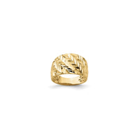 Diamond-Cut Oblique Stripes Domed Ring (14K) main - Popular Jewelry - New York