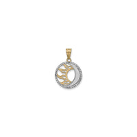Flaming Sun and Crescent Moon Pendant (14K) front - Popular Jewelry - New York