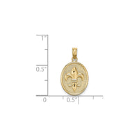 Fleur de Lis Oval Disc Pendant (14K) scale - Popular Jewelry - New York