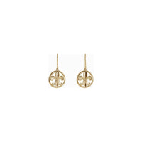 Fleur de Lis Seal Dangle Earrings (14K) front - Popular Jewelry - New York