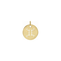 Gemini Zodiac Symbol Disc Pendant yellow (14K) front - Popular Jewelry - New York