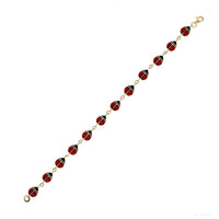Enameled Red Ladybug Bracelet (14K)
