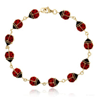 Enameled Red Ladybug Bracelet (14K)
