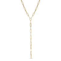 Lariat Paperclip Necklace (14K) front - Popular Jewelry - New York