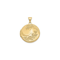 Leaf Imprint Round Photo Locket (14K) front - Popular Jewelry - New York