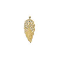 Leaf Multi-texture Pendant (14K) front - Popular Jewelry - New York