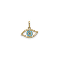 Light Blue Icy Evil Eye Pendant (14K) front - Popular Jewelry - New York