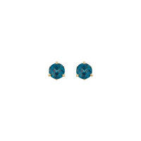 London Blue Topaz Stud Earrings (14K) front - Popular Jewelry - New York