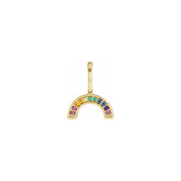 Multi-Gemstone Rainbow Pendant yellow (14K) front - Popular Jewelry - New York