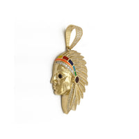 Native American Chief Profile Enameled Pendant (14K) side - Popular Jewelry - New York