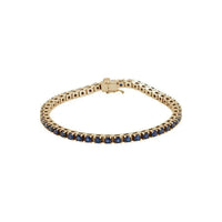 Natural Round Blue Sapphire Line Bracelet (14K) main - Popular Jewelry - New York