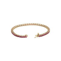 Natural Round Ruby Line Bracelet (14K) lock - Popular Jewelry - New York