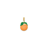 Orange Enamel Pendant (14K) front - Popular Jewelry - New York