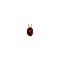 Oval Red Garnet Pendant (14K) front - Popular Jewelry - New York