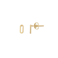 Paperclip Stud Earrings yellow (14K) front - Popular Jewelry - New York