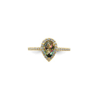 Pear-Cut Mystic Fire Diamond Halo Engagement Ring (14K) front - Popular Jewelry - New York