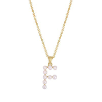 Pearl Initial Letter Necklace F (14K) front - Popular Jewelry - New York