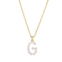 Pearl Initial Letter Necklace G (14K) front - Popular Jewelry - New York