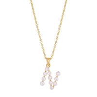 Pearl Initial Letter Necklace N (14K) front - Popular Jewelry - New York