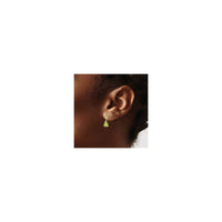 Peridot Teardrop Golden Dangle Earrings (14K) preview - Popular Jewelry - New York