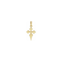 Petite Pointed Cross Pendant yellow (14K) front - Popular Jewelry - New York