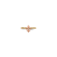 Pink Fleur de Lis Gold Ring (14K) front - Popular Jewelry - New York