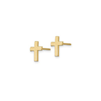 Plain Cross Stud Earrings (14K) side - Popular Jewelry - New York