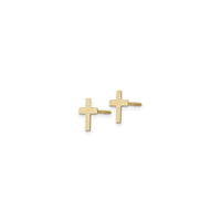 Plain Cross Stud Screw Back Earrings (14K) side - Popular Jewelry - New York