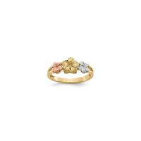 Plumeria Flower Trio Split Shank Ring (14K) main - Popular Jewelry - New York