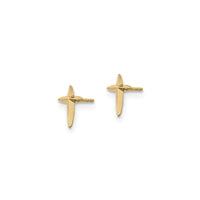 Pointy Cross Friction Stud Earrings (14K) side - Popular Jewelry - New York