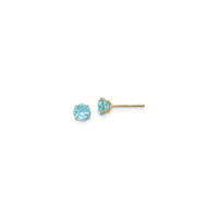 Round Blue Topaz Stud Earrings (14K) main - Popular Jewelry - New York