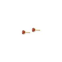 Round Garnet Stud Earrings (14K) side - Popular Jewelry - New York