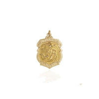 Saint Michael Shield Pendant Large (14K) front - Popular Jewelry - New York