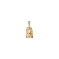 Scarlet Macaw Bird Duo in Cage Pendant (14K) diagonal - Popular Jewelry - New York